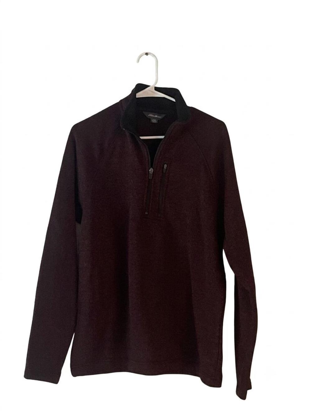 Eddie Bauer Maroon Burgundy Quarter-Zip Fleece Pullover